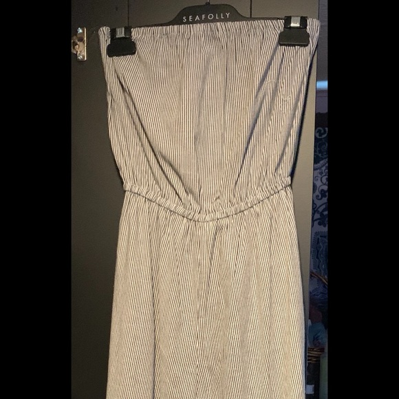 FINE STRIPE STRAPLESS JUMPSUIT - Picture 2 of 5